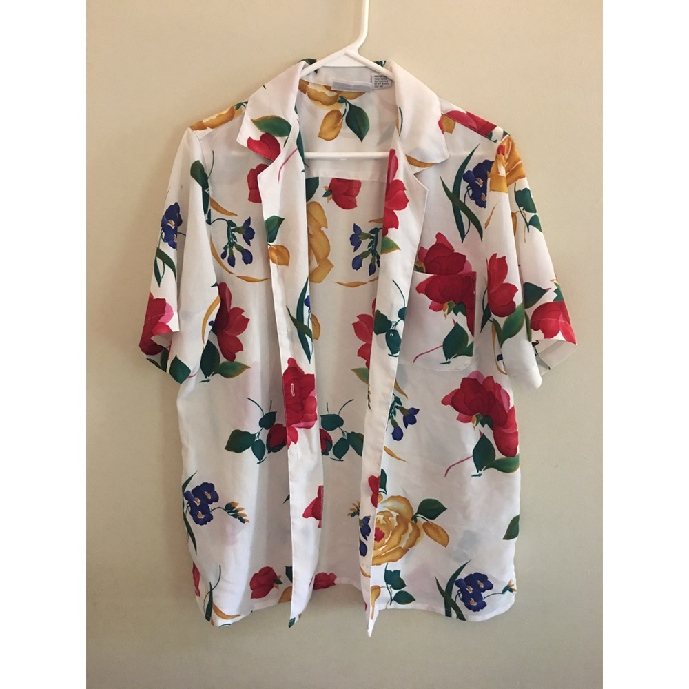 ~Alfred Dunner~ Floral Hawaiian Printed Button Up